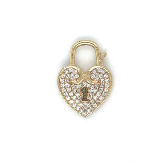 14k Yellow Gold Heart Shape Diamond Connector/lock