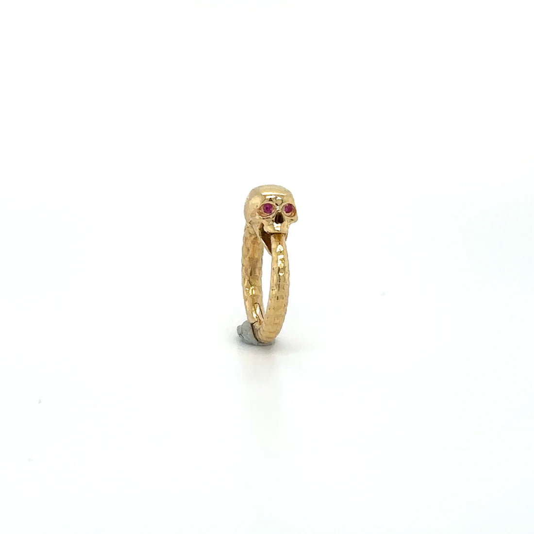 14k Yellow Gold Skull Lock With Ruby Eyes