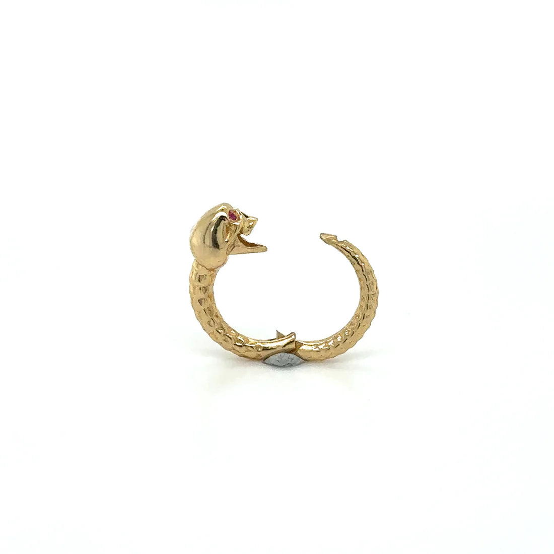 14k Yellow Gold Skull Lock With Ruby Eyes