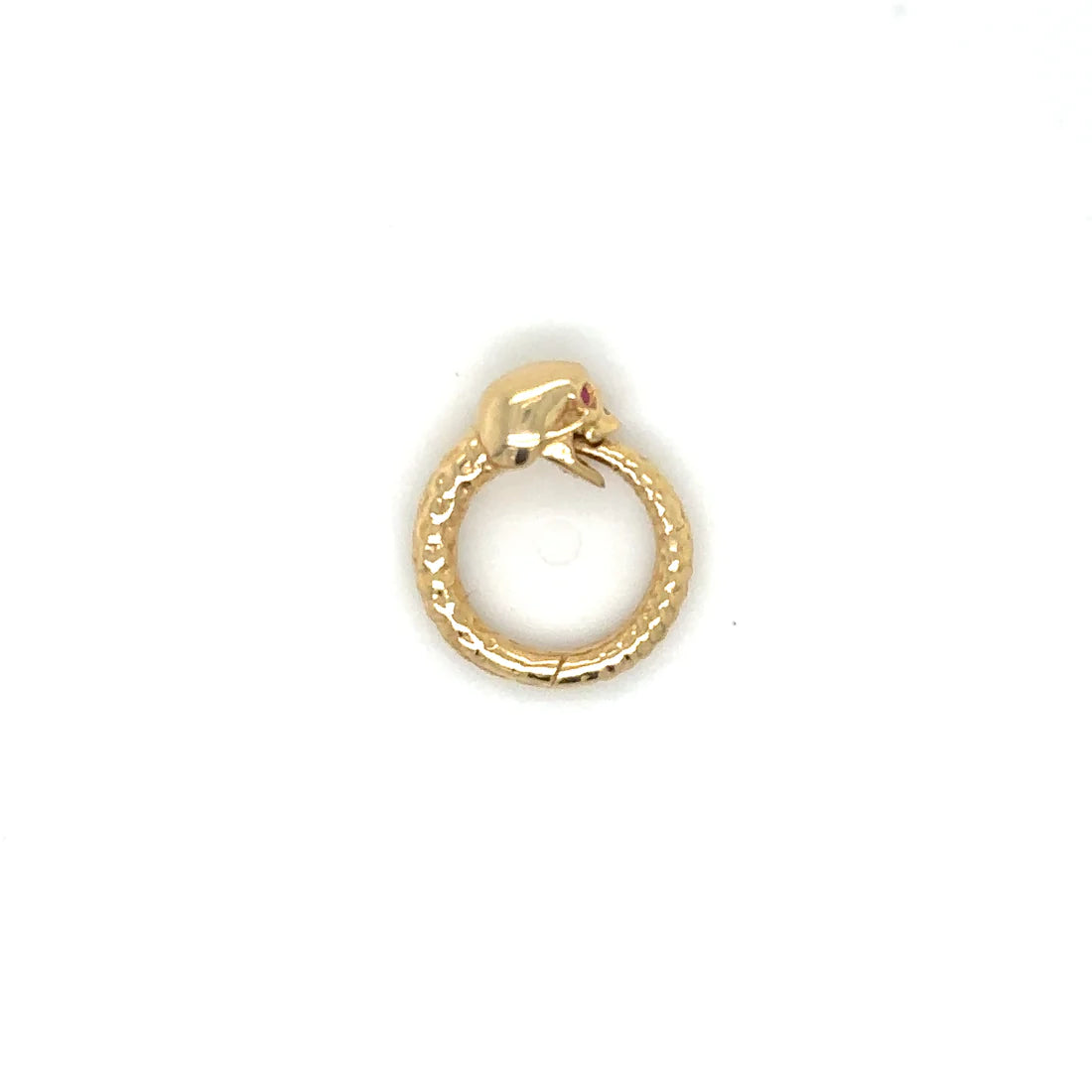 14k Yellow Gold Skull Lock With Ruby Eyes