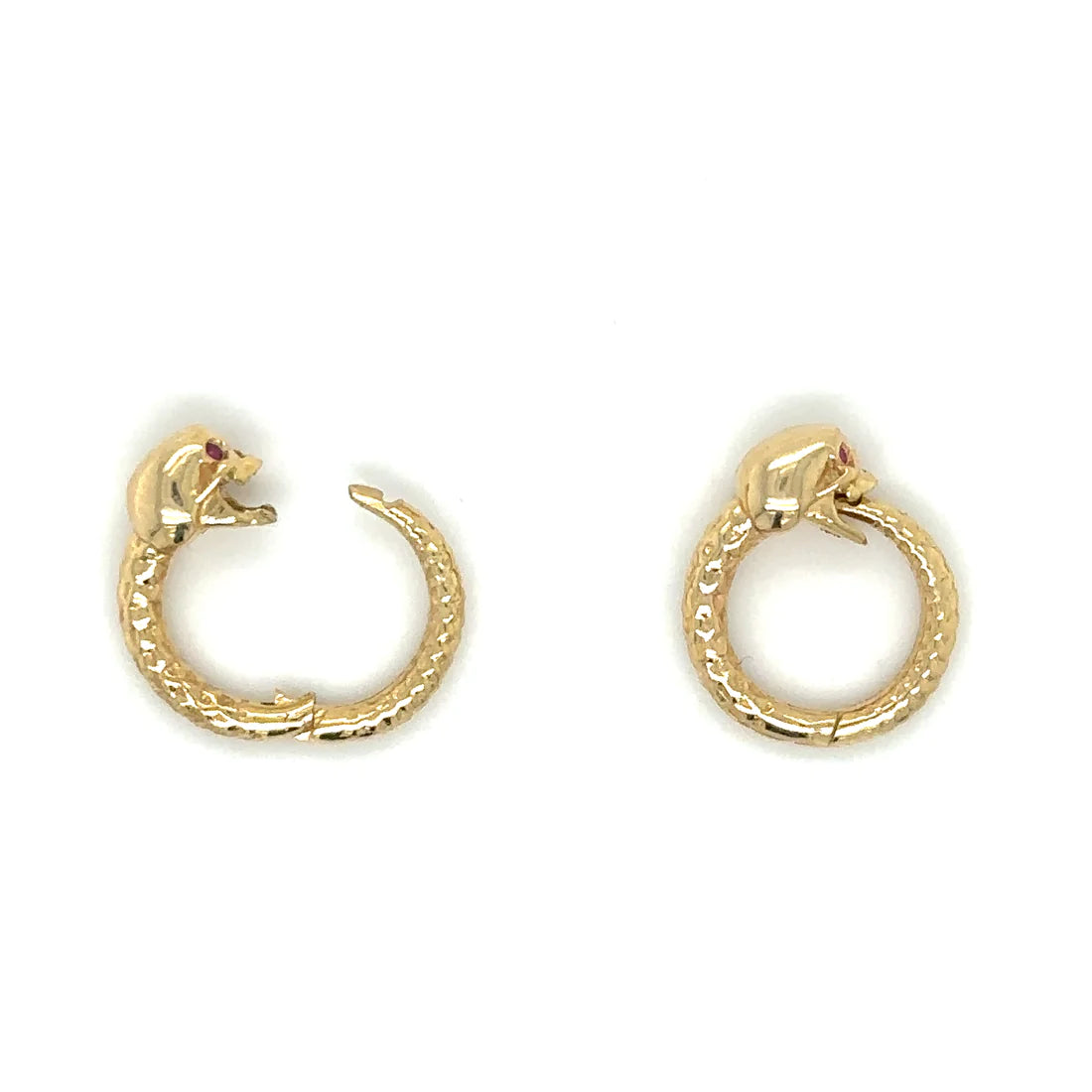14k Yellow Gold Skull Lock With Ruby Eyes