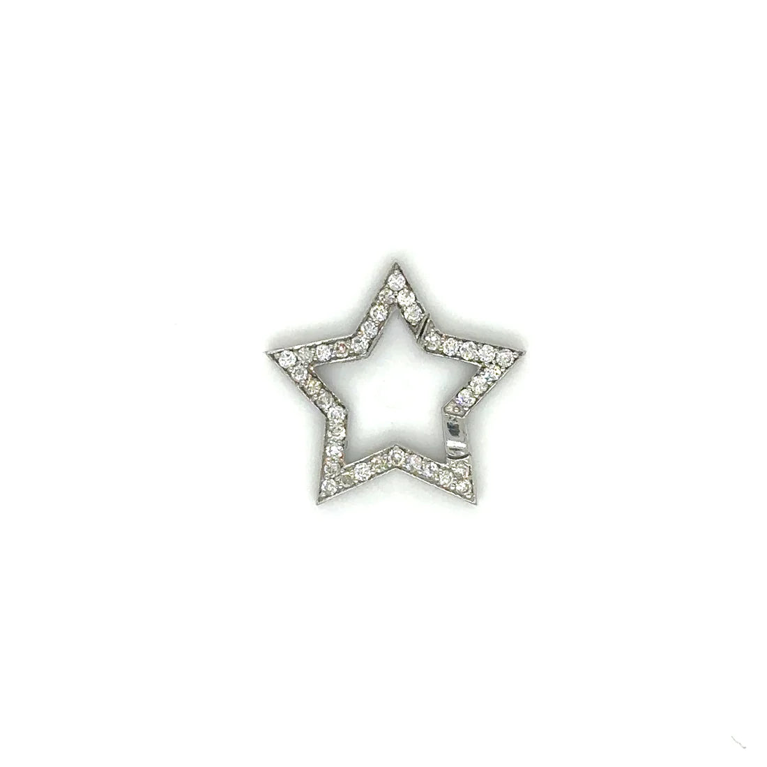 14kt White Gold Star Shape Lock With Diamonds