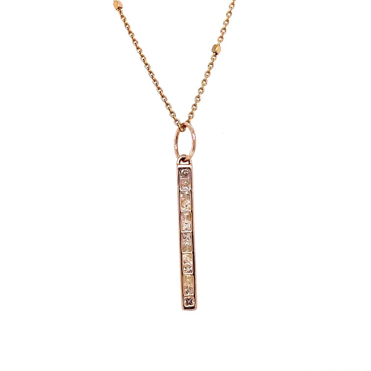 14KT Yellow Gold Stick With Diamonds Pendant