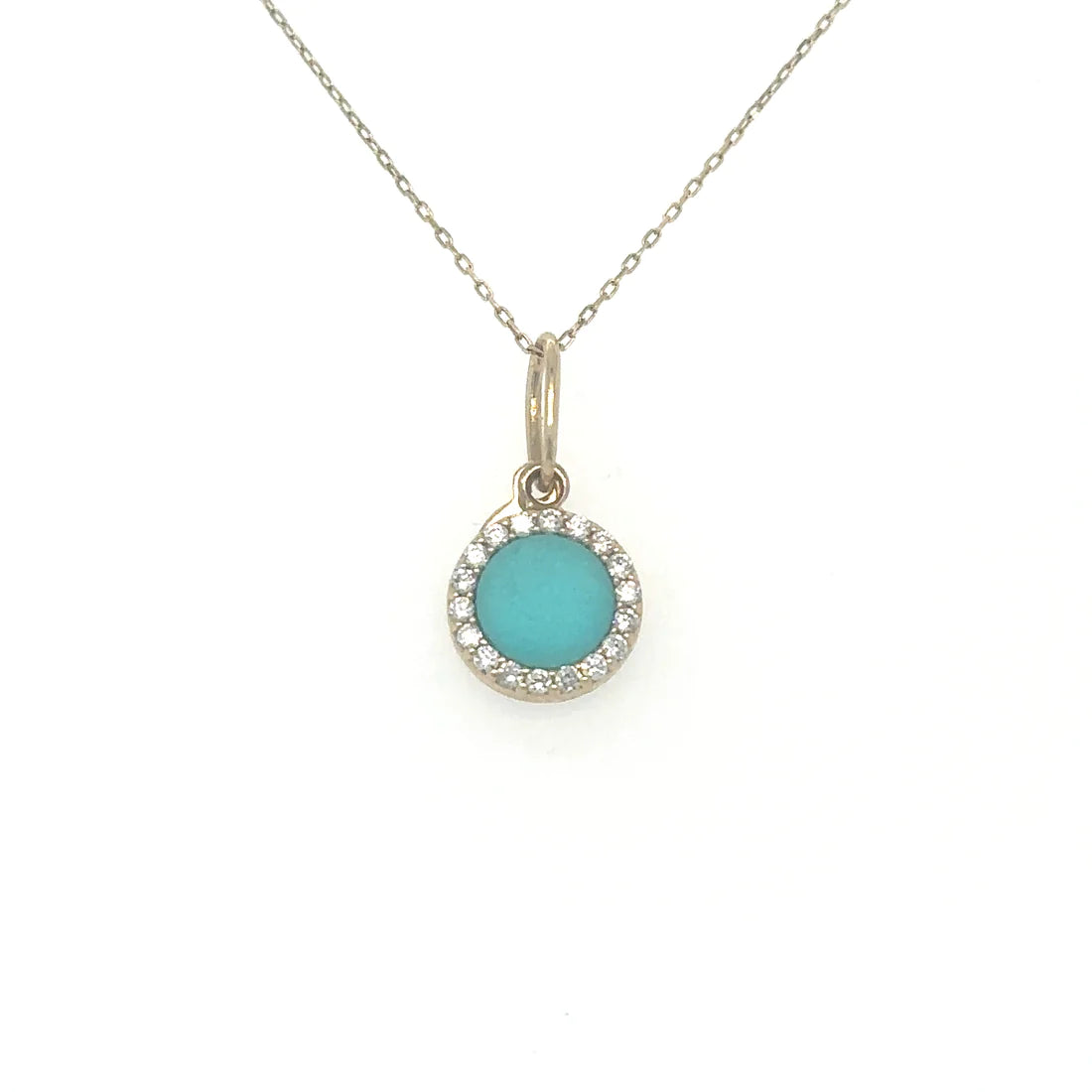 Yellow Gold Turquoise Pendant With Diamonds