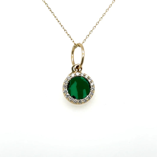 Yellow Gold Malachite Pendant With Diamonds