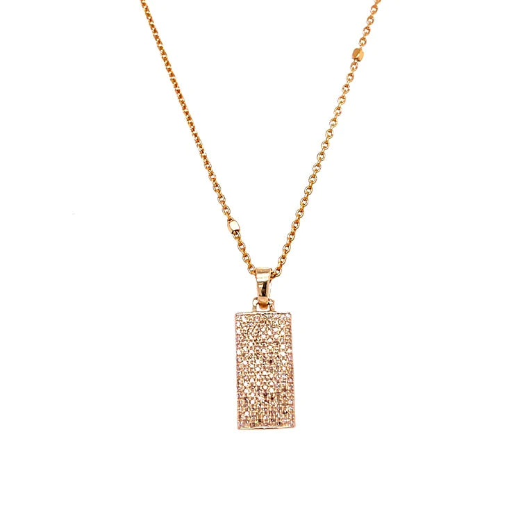 14KT Yellow Gold Dog Tag Pendant With Diamonds