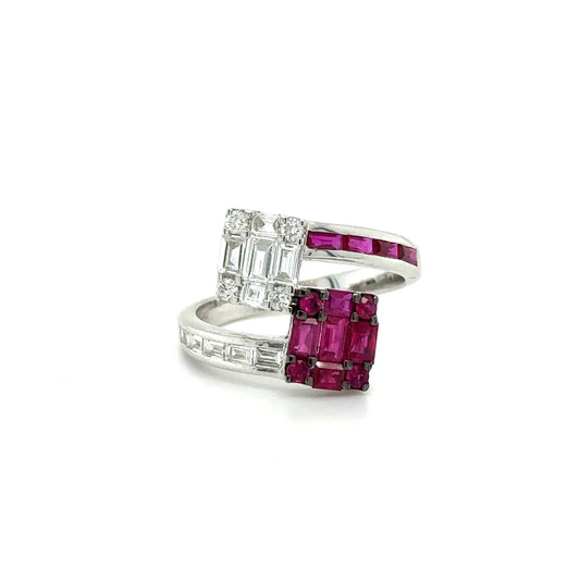 18k White Gold Ruby Diamond Ring