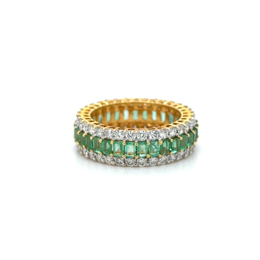 18k Yellow Gold Emerald Diamond Ring