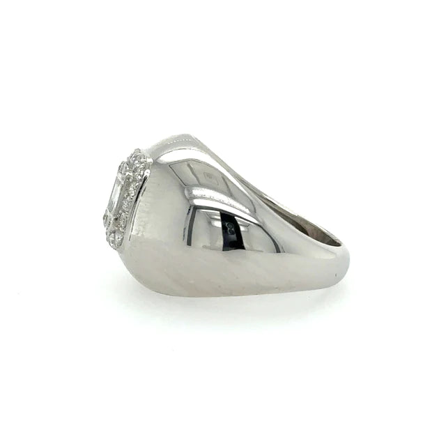 Diamond dome ring in 14kt white gold
