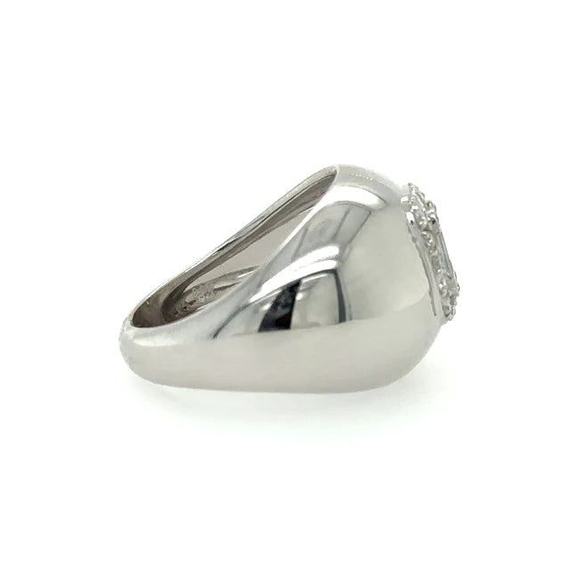 Diamond dome ring in 14kt white gold
