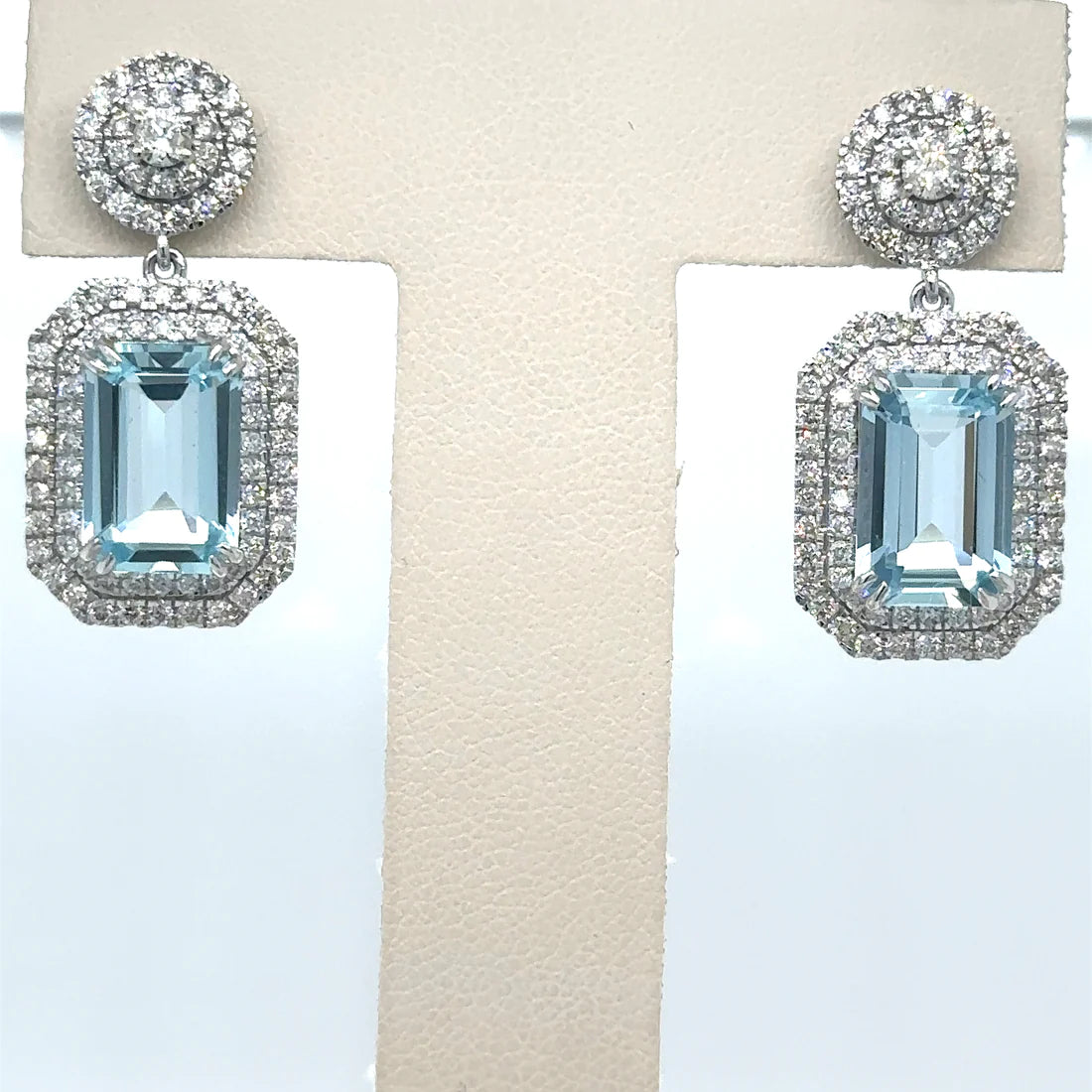 14k White Gold Aquamarine and Diamond Earring