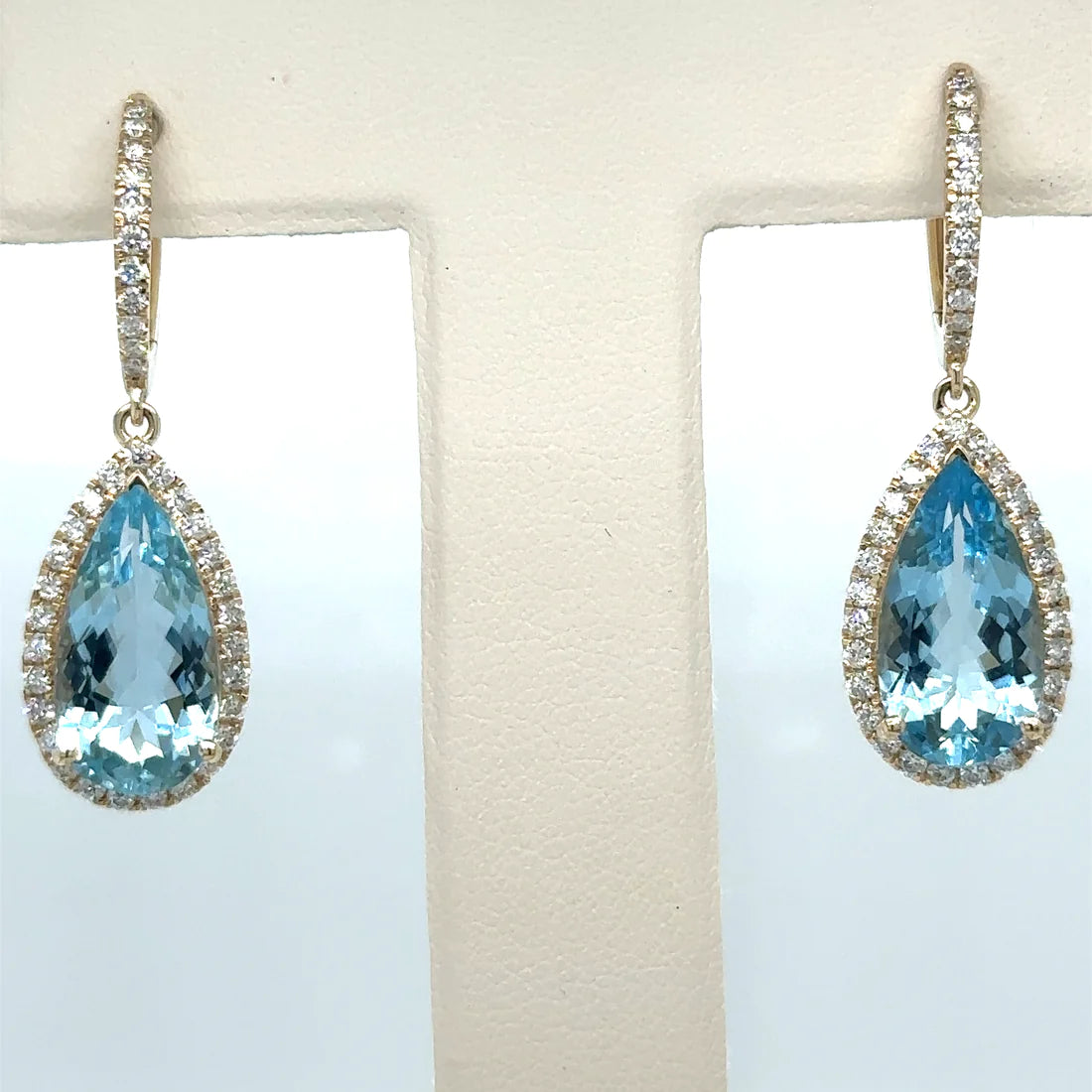 14k Yellow Gold Aquamarine and Diamond Earring