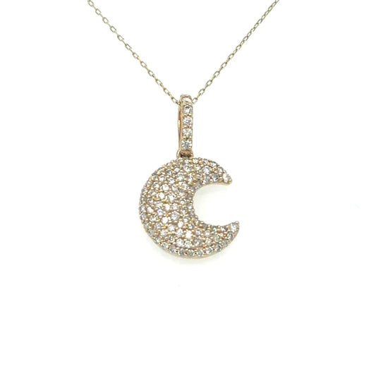 Half Moon Pendant With Diamonds