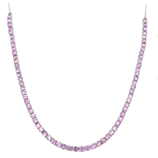 White Gold Pink Sapphire Necklace