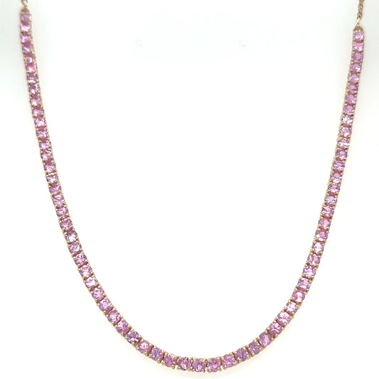 Yellow Gold Pink Sapphire Necklace