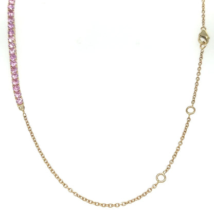 Yellow Gold Pink Sapphire Necklace