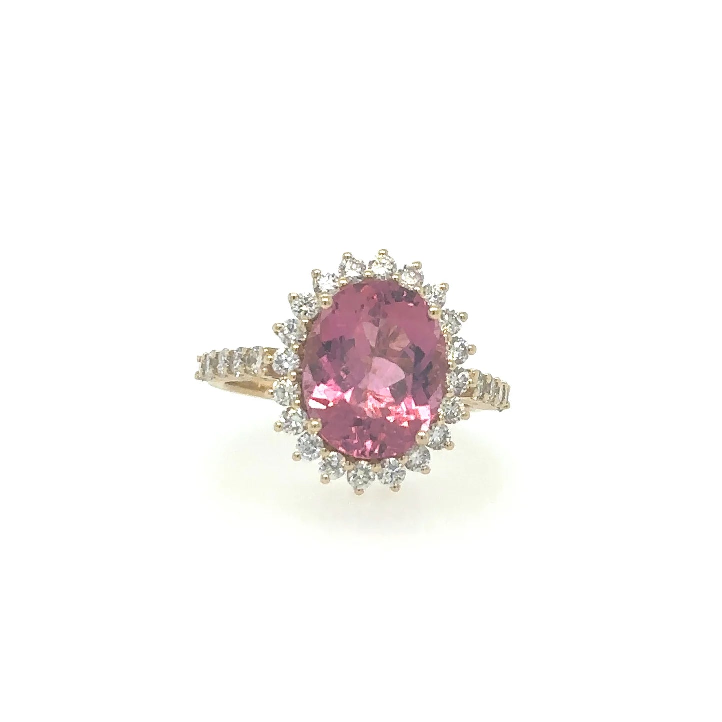Yellow Gold Rubellite Ring With Diamonds
