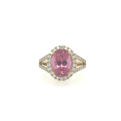 Yellow Gold Rubellite Ring With Diamonds