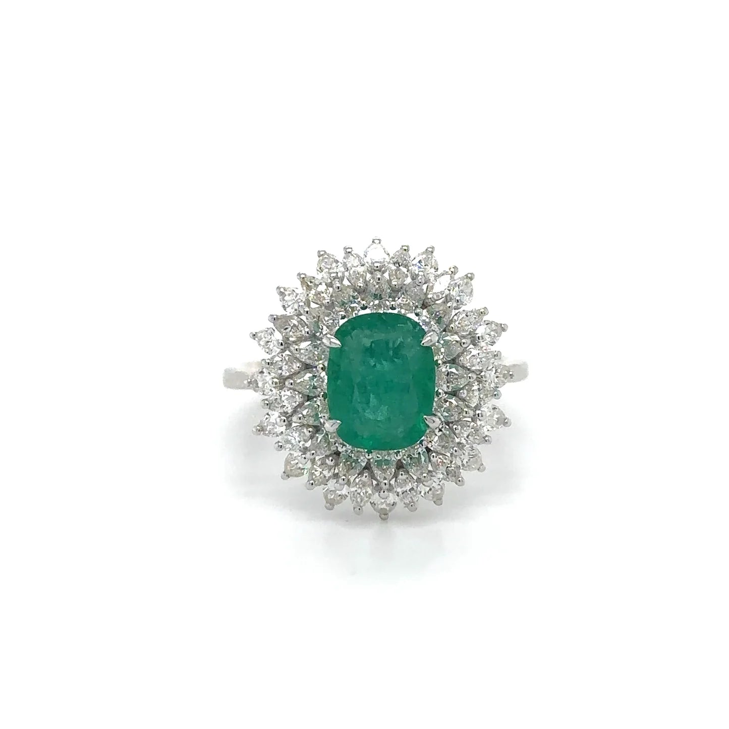 18k White Gold Emerald and Diamond Ring