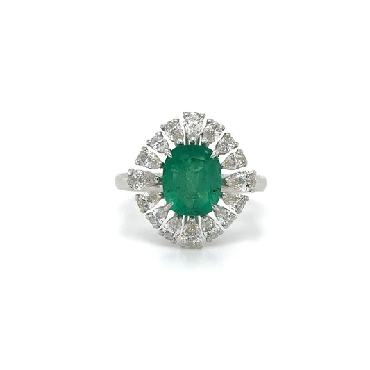 18k White Gold Emerald and Diamond Ring