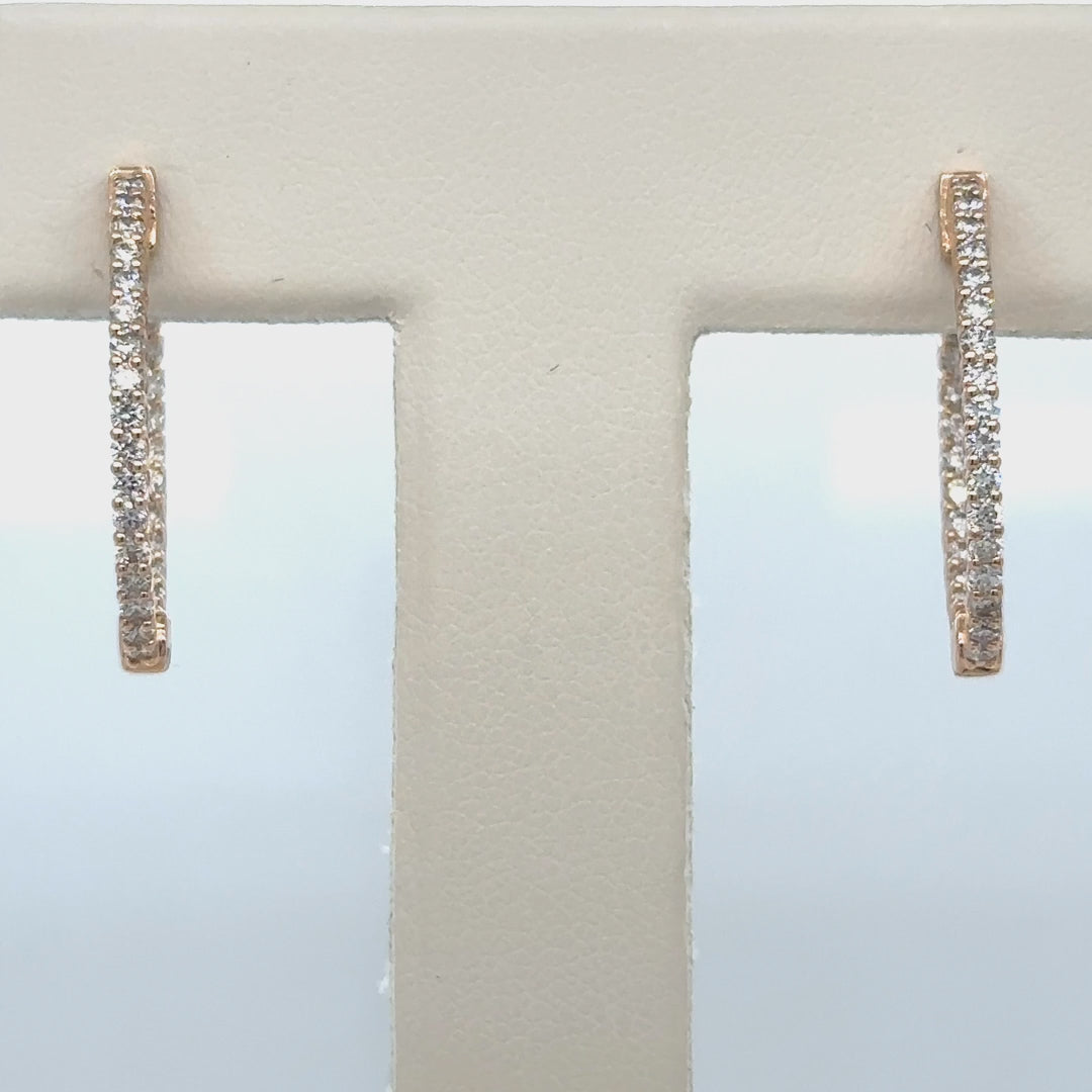 14k Rose Gold Diamond Hoop Earring