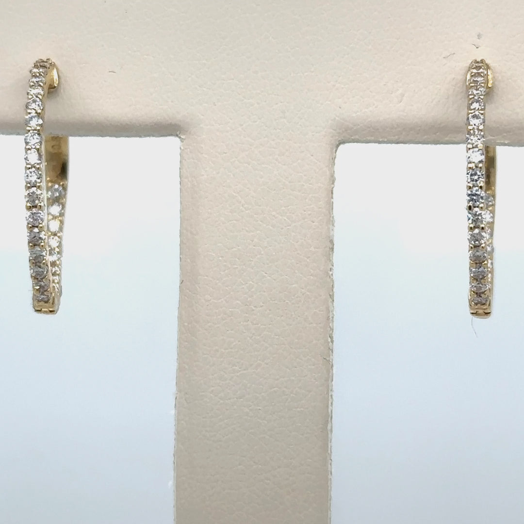 14k Yellow Gold Diamond Hoop Earring