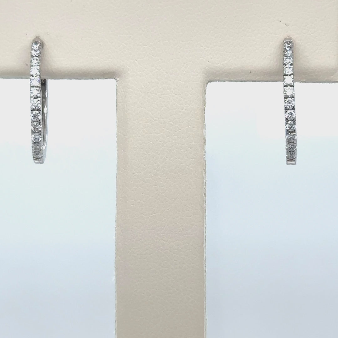 14k White Gold Diamond Hoop Earring
