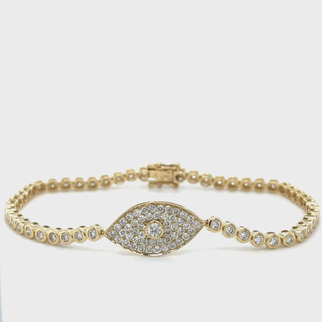 Bezel Set Evil Eye Tennis Bracelet