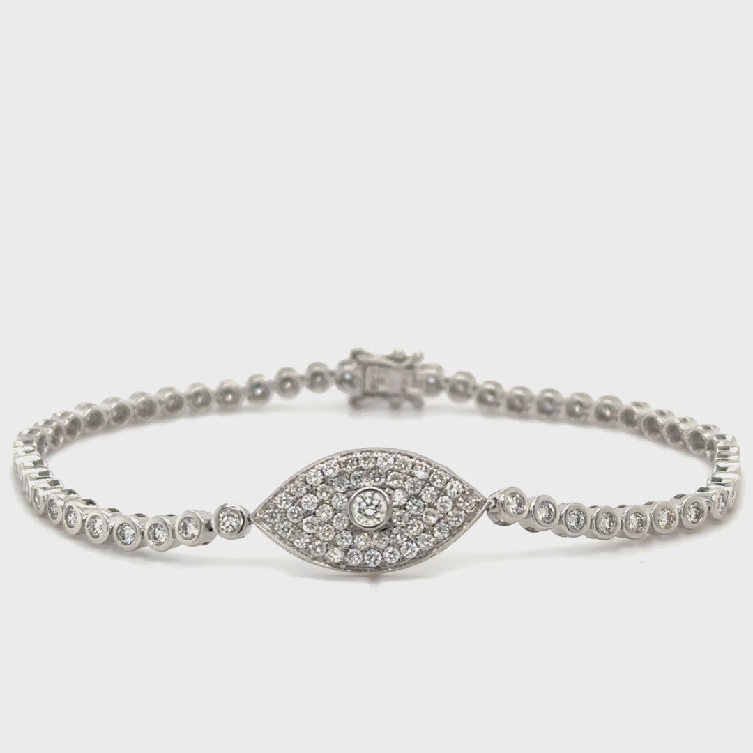 Bezel Set Evil Eye Tennis Bracelet
