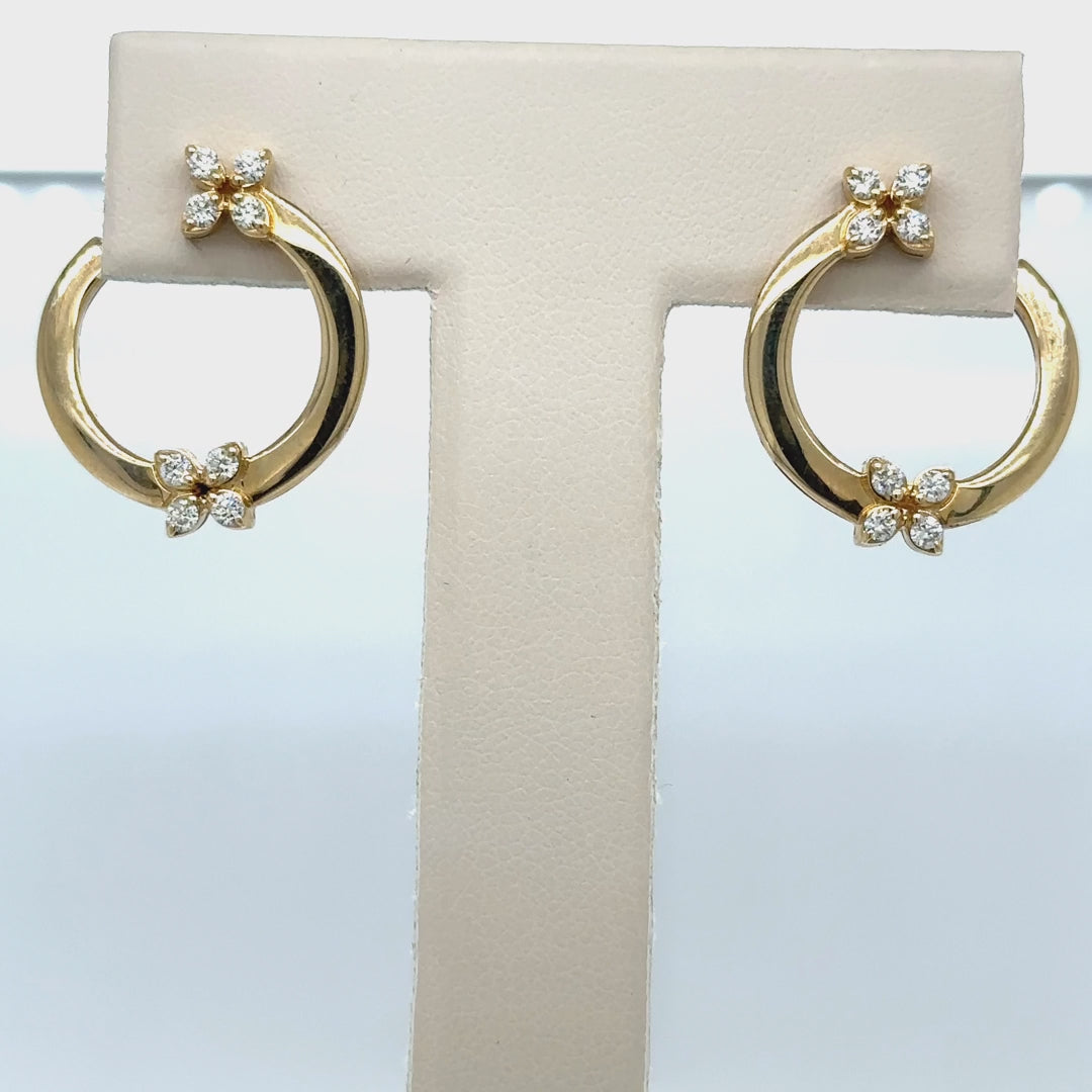14k Yellow Gold Diamond Earring