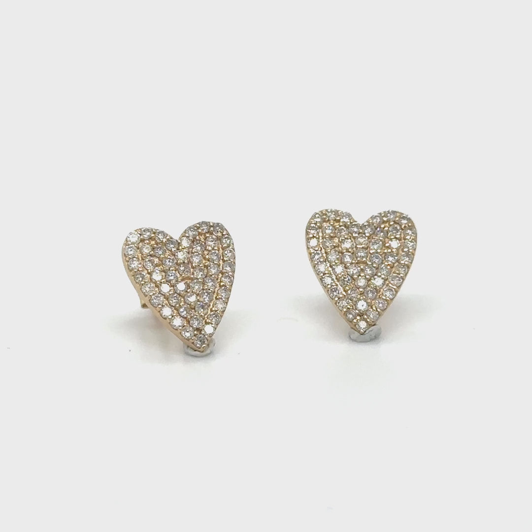 Yellow Gold Heart Earring With Diamonds