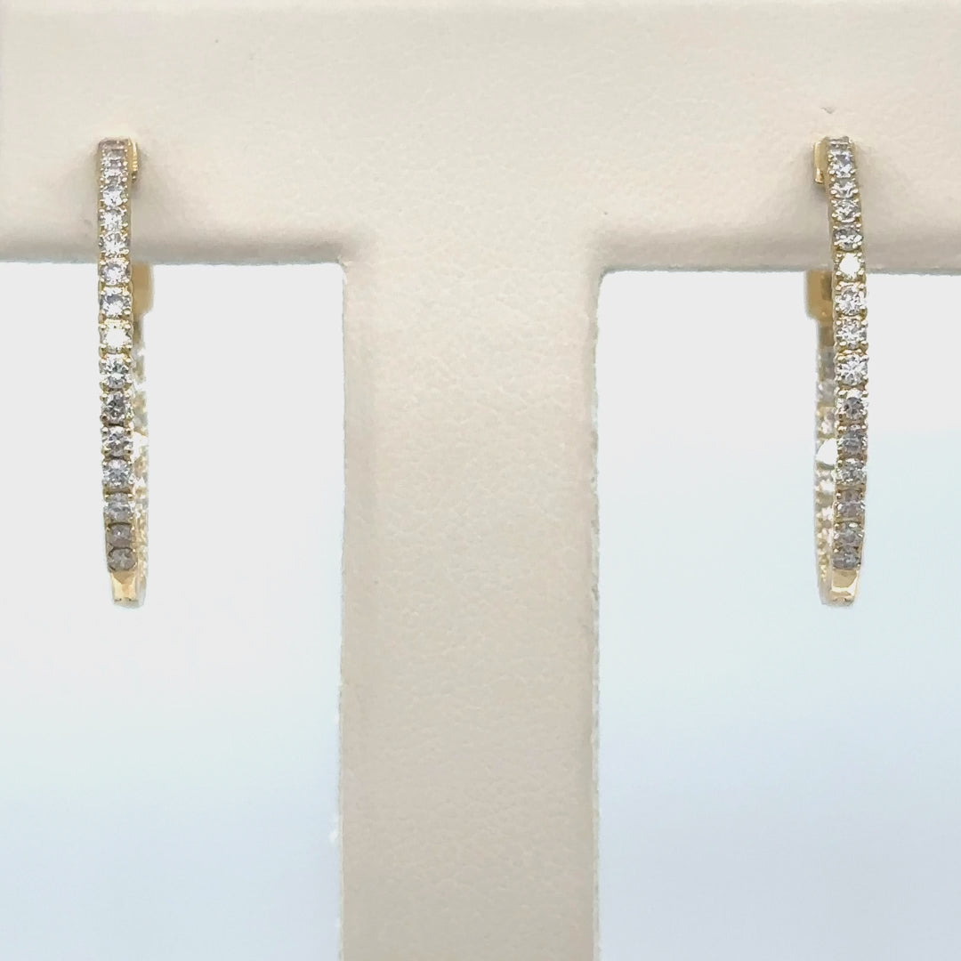 14k Yellow Gold Diamond Hoop Earring