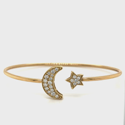 Star Moon Diamond Bangle