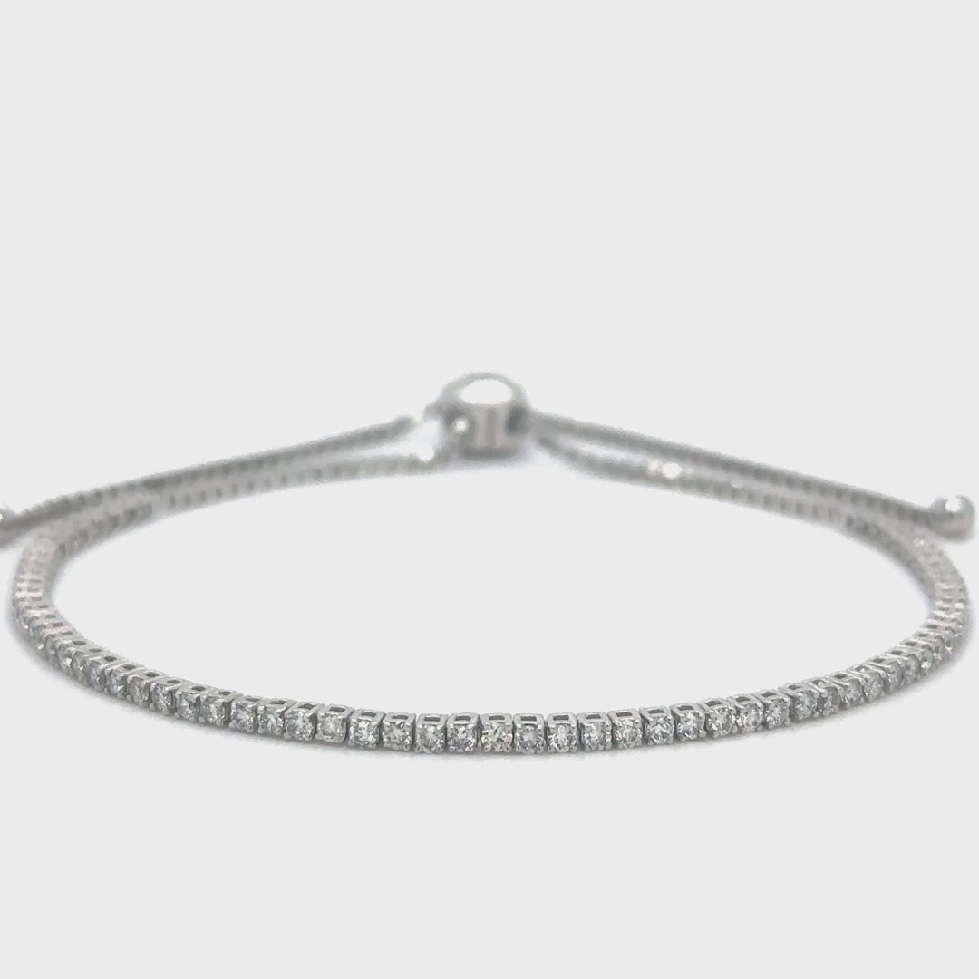 14kt White Gold Diamond Tennis Bolo Bracelet