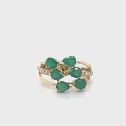 Yellow Gold Emerald Diamond Ring