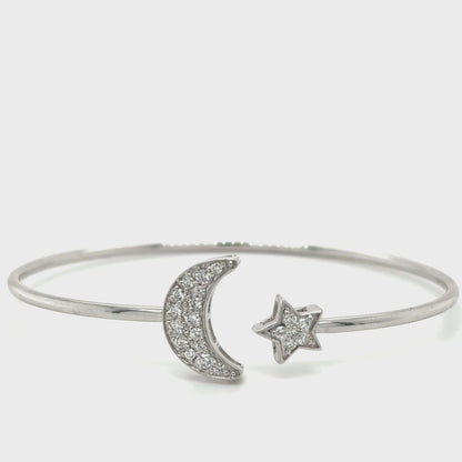 Star Moon Diamond Bangle