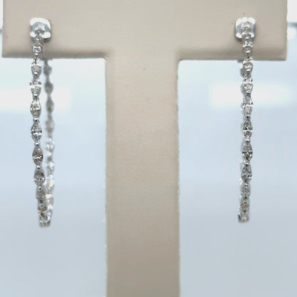 14k White Gold Diamond Hoop Earring