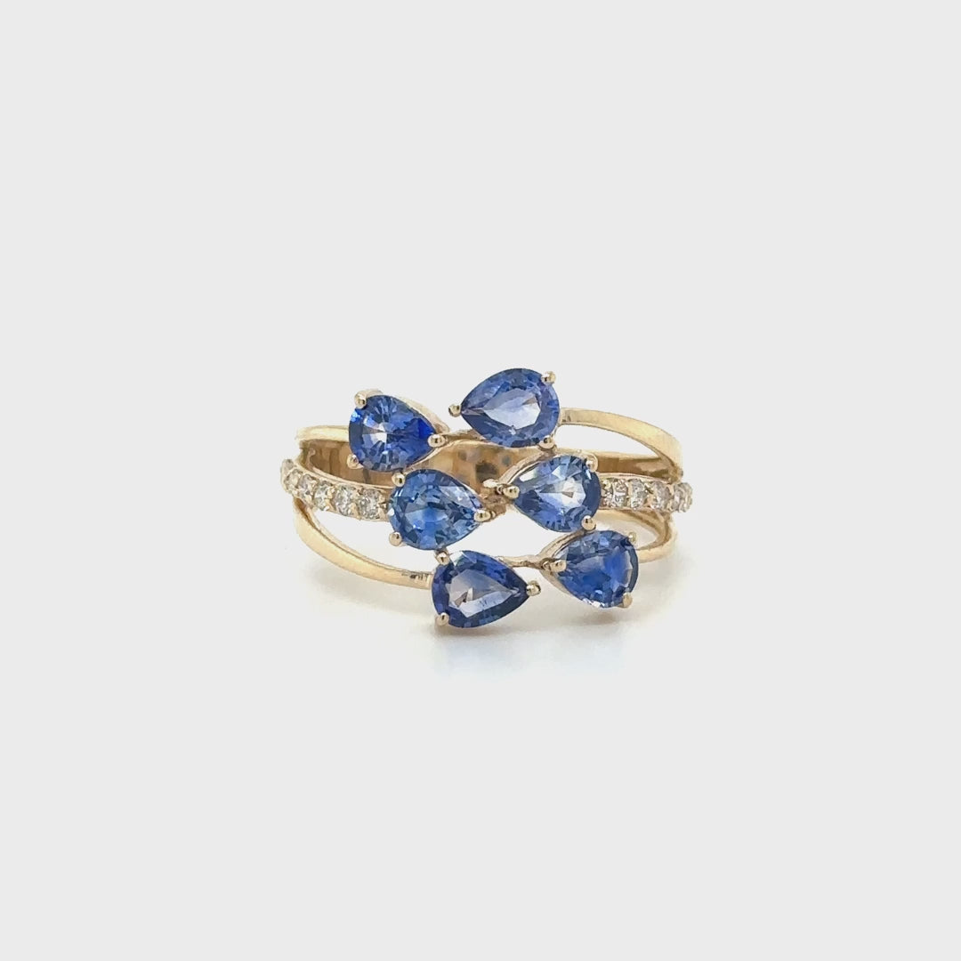 Yellow Gold Sapphire Diamond Ring