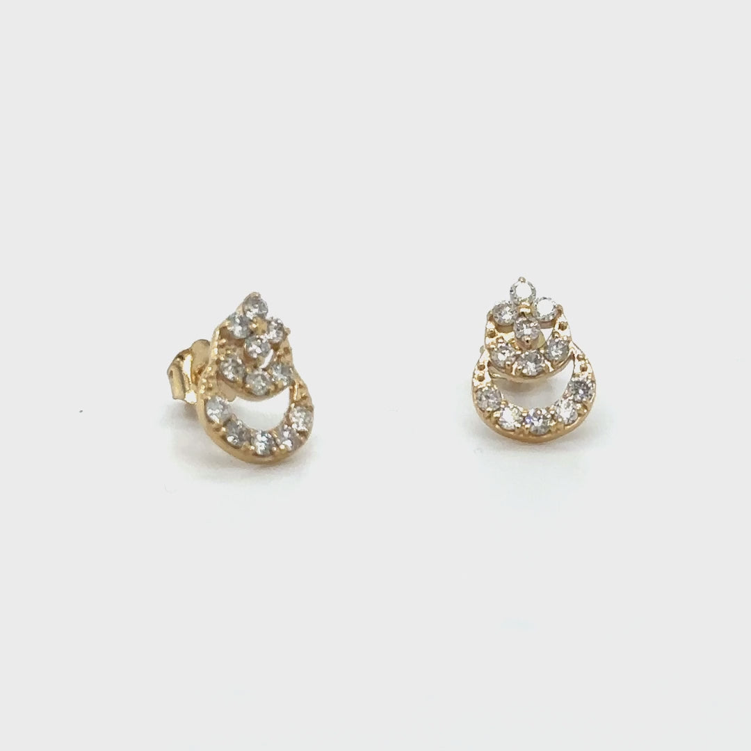 14k Yellow Gold Earring With Diamonds