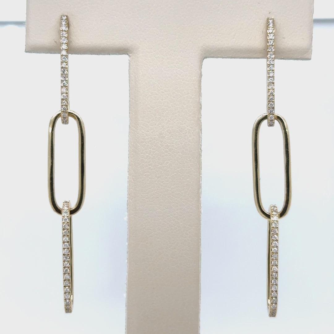 14k Yellow Gold Diamond Paperclip Earring