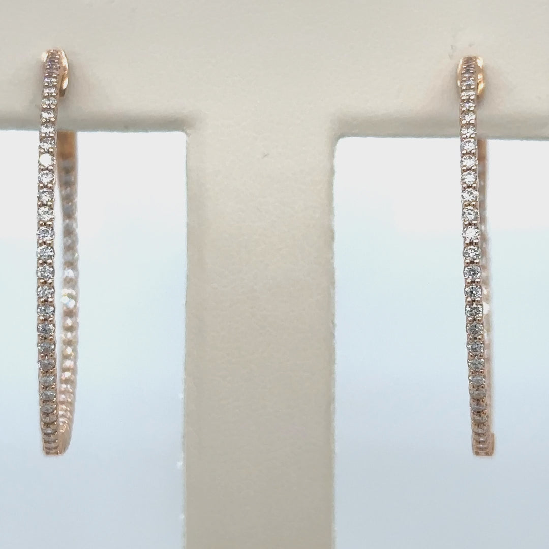 14k Rose Gold Diamond Hoop Earring