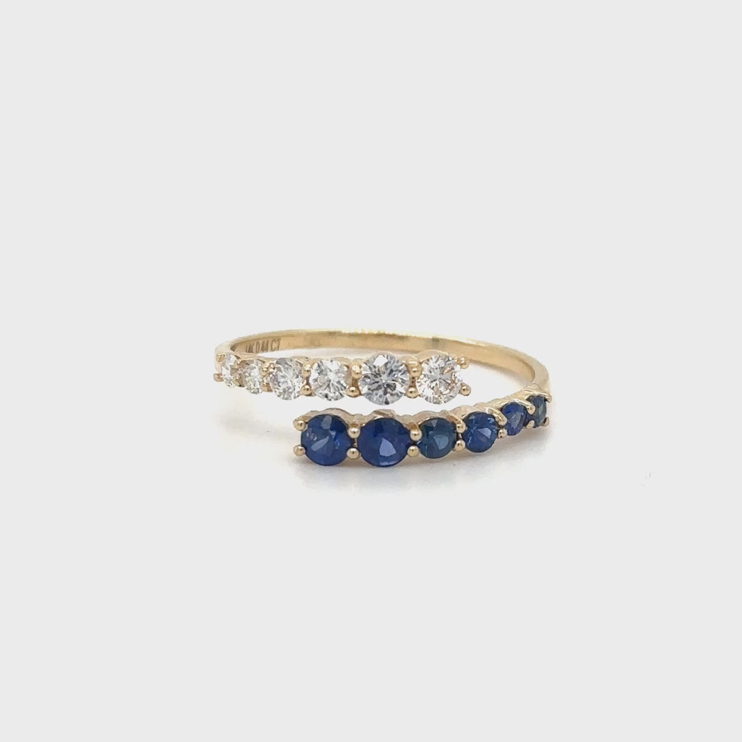 14k Yellow Gold Sapphire and Diamond Ring