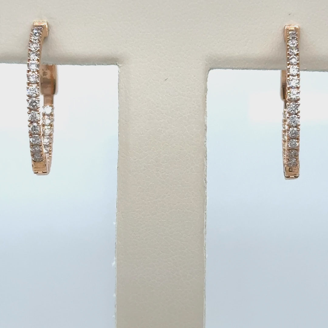 14k Rose Gold Diamond Hoop Earring