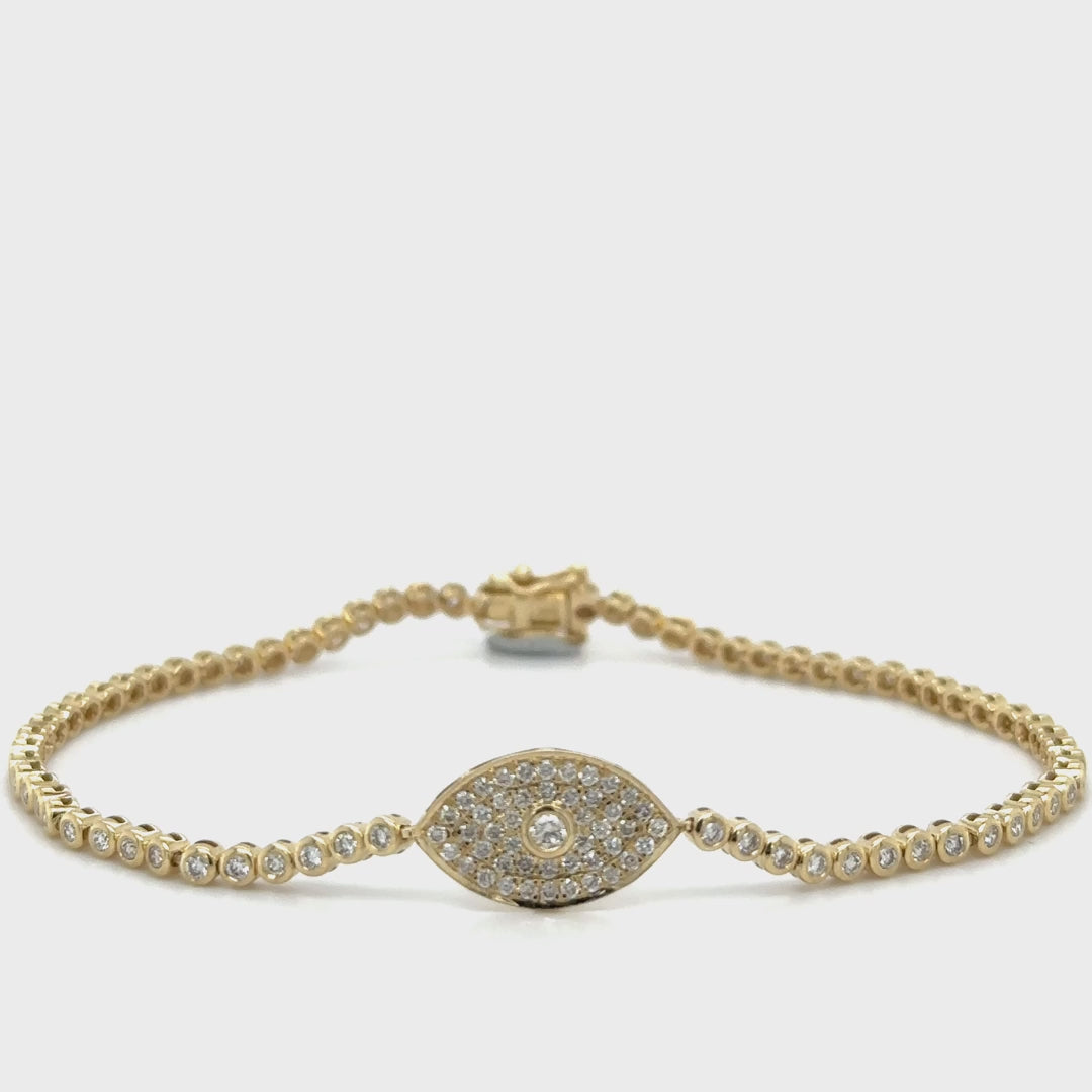 Bezel Set Evil Eye Tennis Bracelet