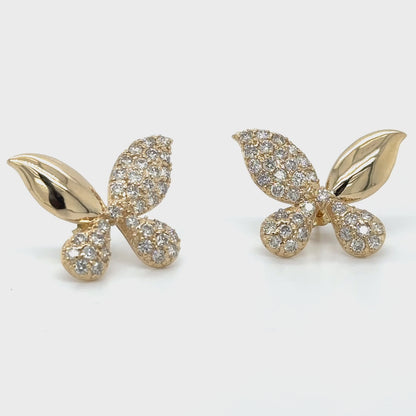 Yellow Gold Butterfly Earring With Diamonds