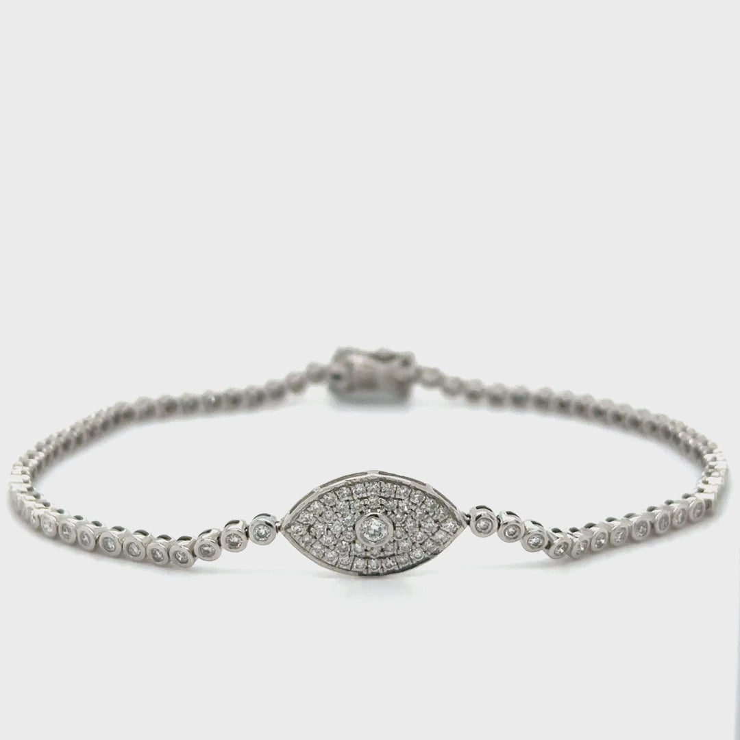 Bezel Set Evil Eye Tennis Bracelet