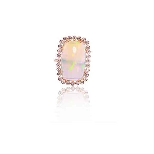 18k Yellow Gold Diamond/opal Ring