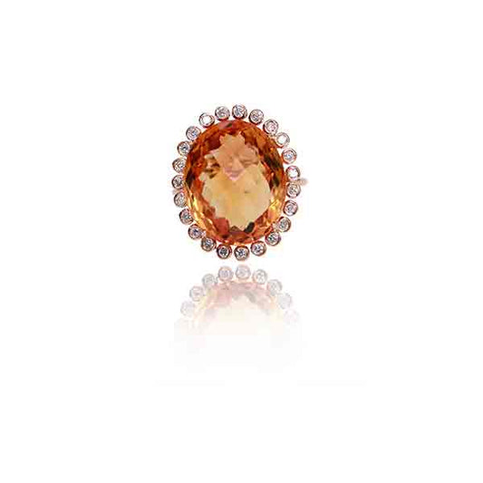 18k Yellow Gold  Diamond/citrine Ring