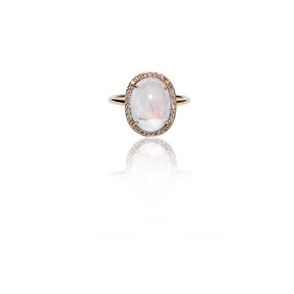 Diamond/moon Stone Ring