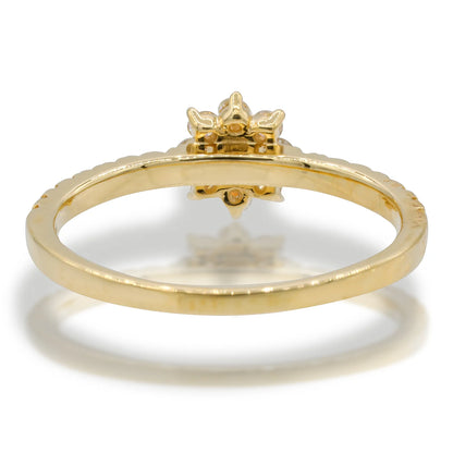 14k Diamond Flower Ring Yellow Gold